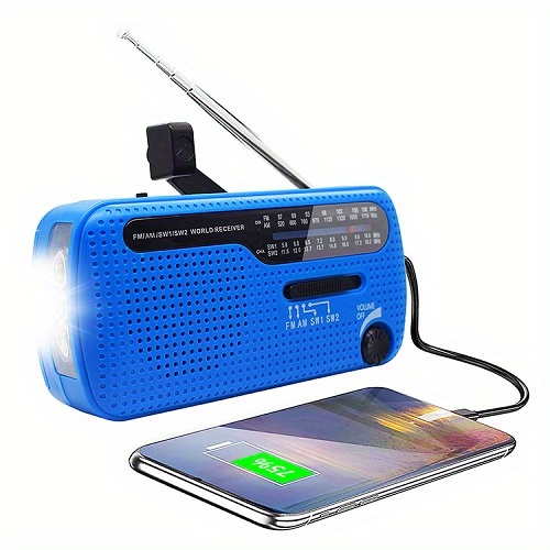 emergency radio solar hand crank powered radio am fm sw with led flashlight mobile phone charging and sos alarm details 0