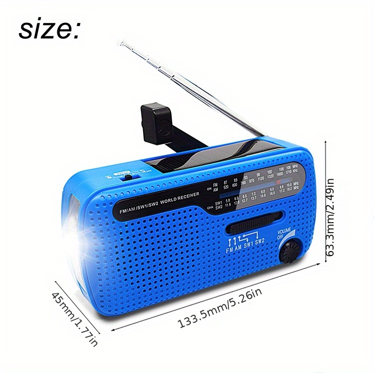 emergency radio solar hand crank powered radio am fm sw with led flashlight mobile phone charging and sos alarm details 3