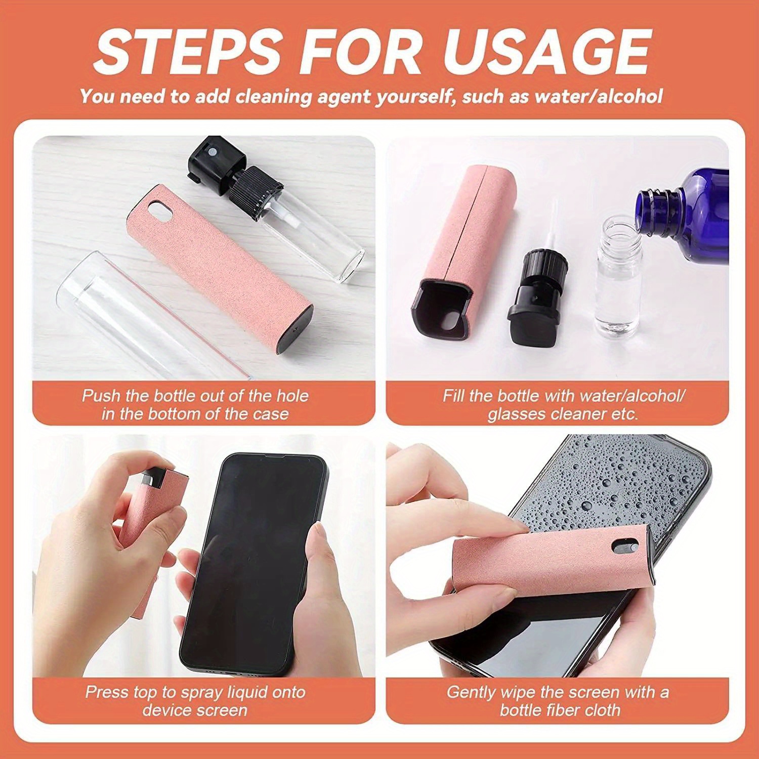 phone screen cleaner spray computer mobile phone screen dust remover tool microfiber cloth for iphone ipad   details 8