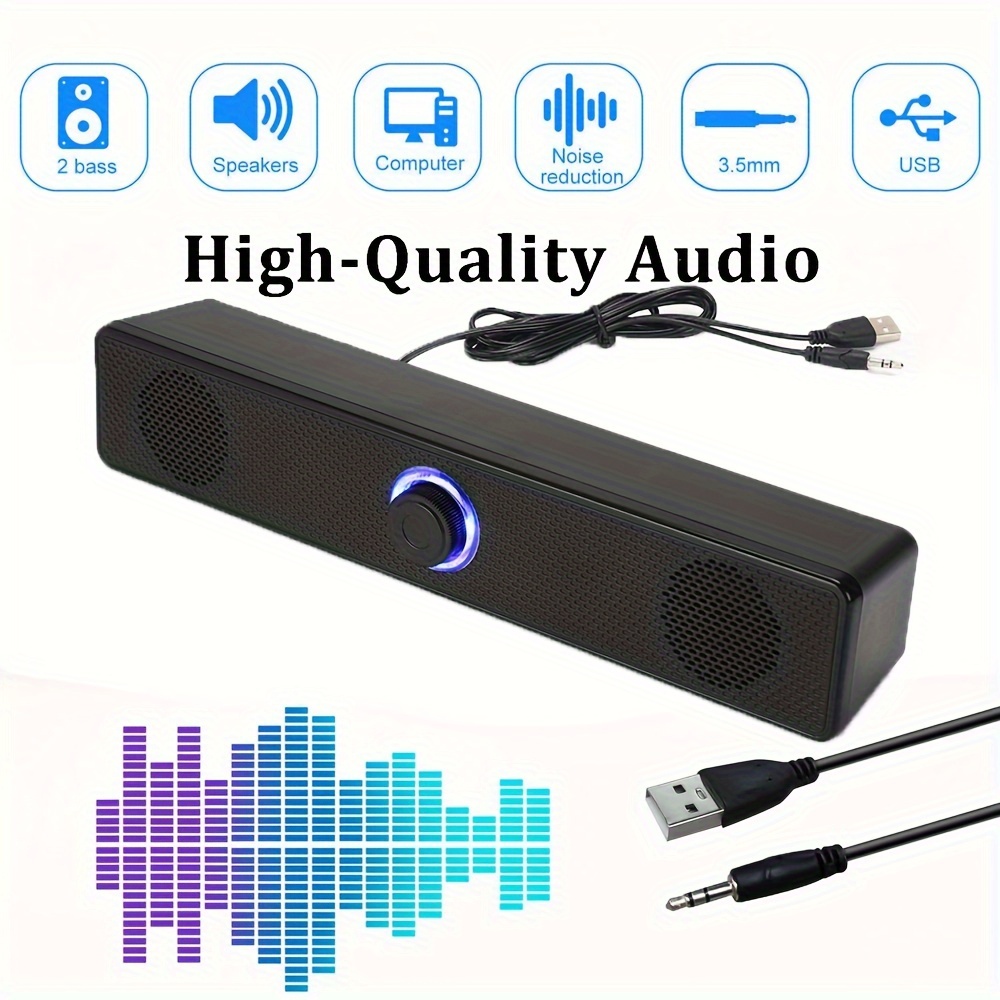 3 5mm 0 14in jack wired speaker surround soundbar wired computer speakers stereo subwoofer sound bar for laptop pc tv details 0