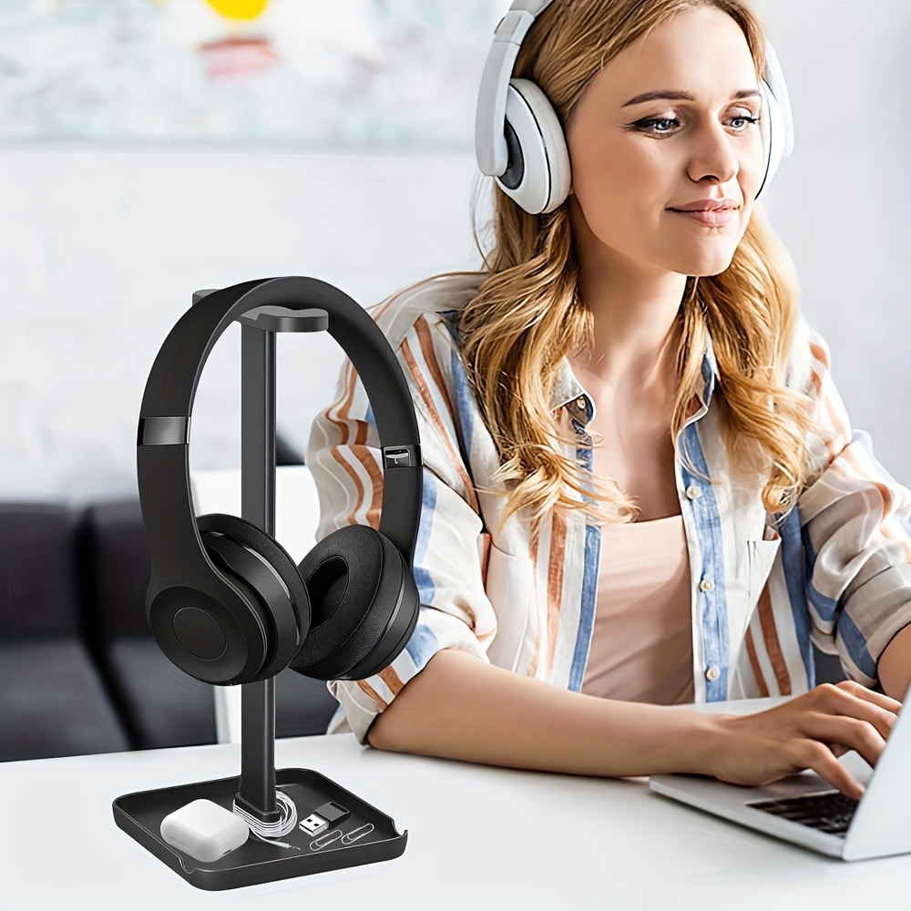 1pc headphone stand with phone stand storage tray headsets stand 3 in 1 gaming headphone holder for all headphones details 0