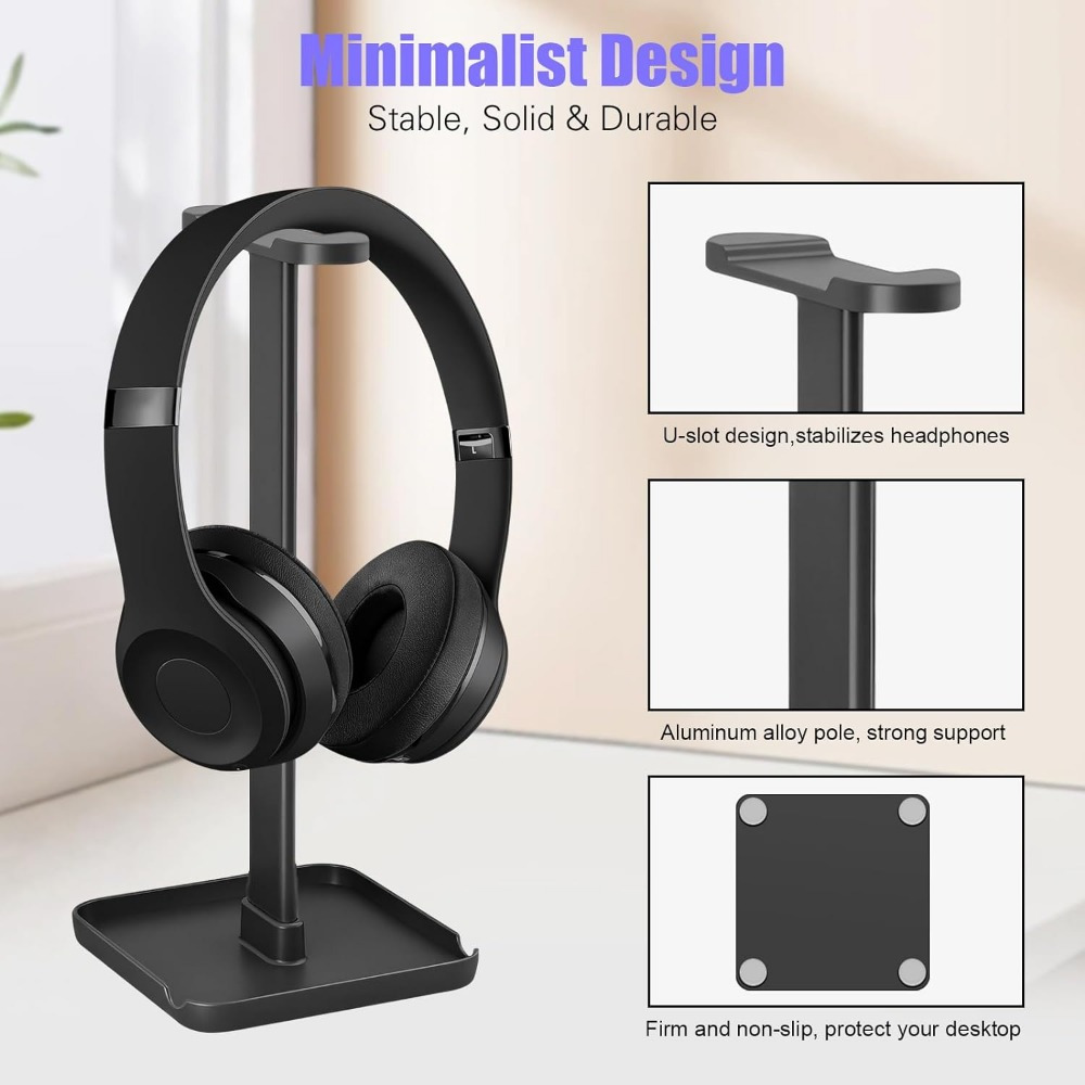 1pc headphone stand with phone stand storage tray headsets stand 3 in 1 gaming headphone holder for all headphones details 1