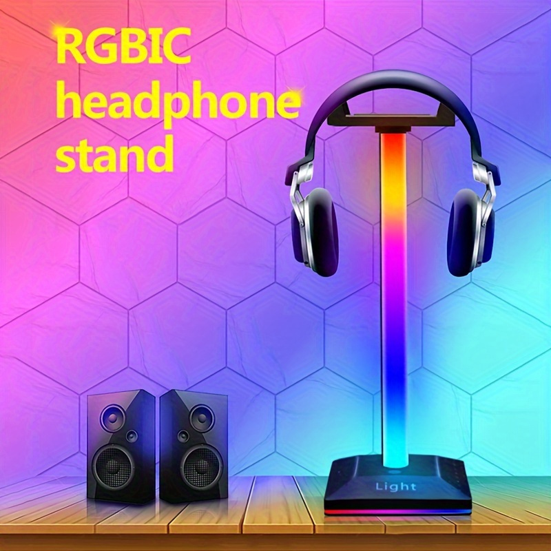 1pc rgb gaming headset holder desktop ambient light usb charging port headset holder 7 lighting modes ghost headset holder light for   headset accessory one of the best gifts for boyfriend details 1