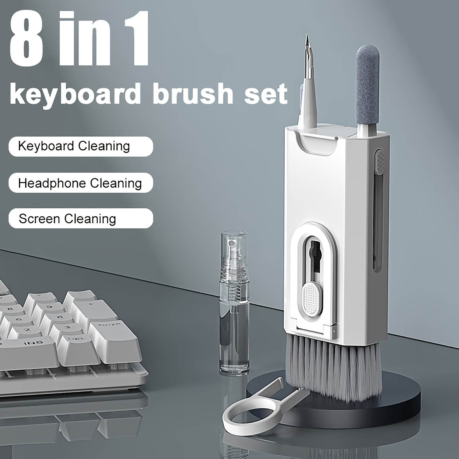 eight in one cleaning kit for computer keyboard headphone cleaning brush tablet and mobile phone cleaning tool keycap remover set details 0