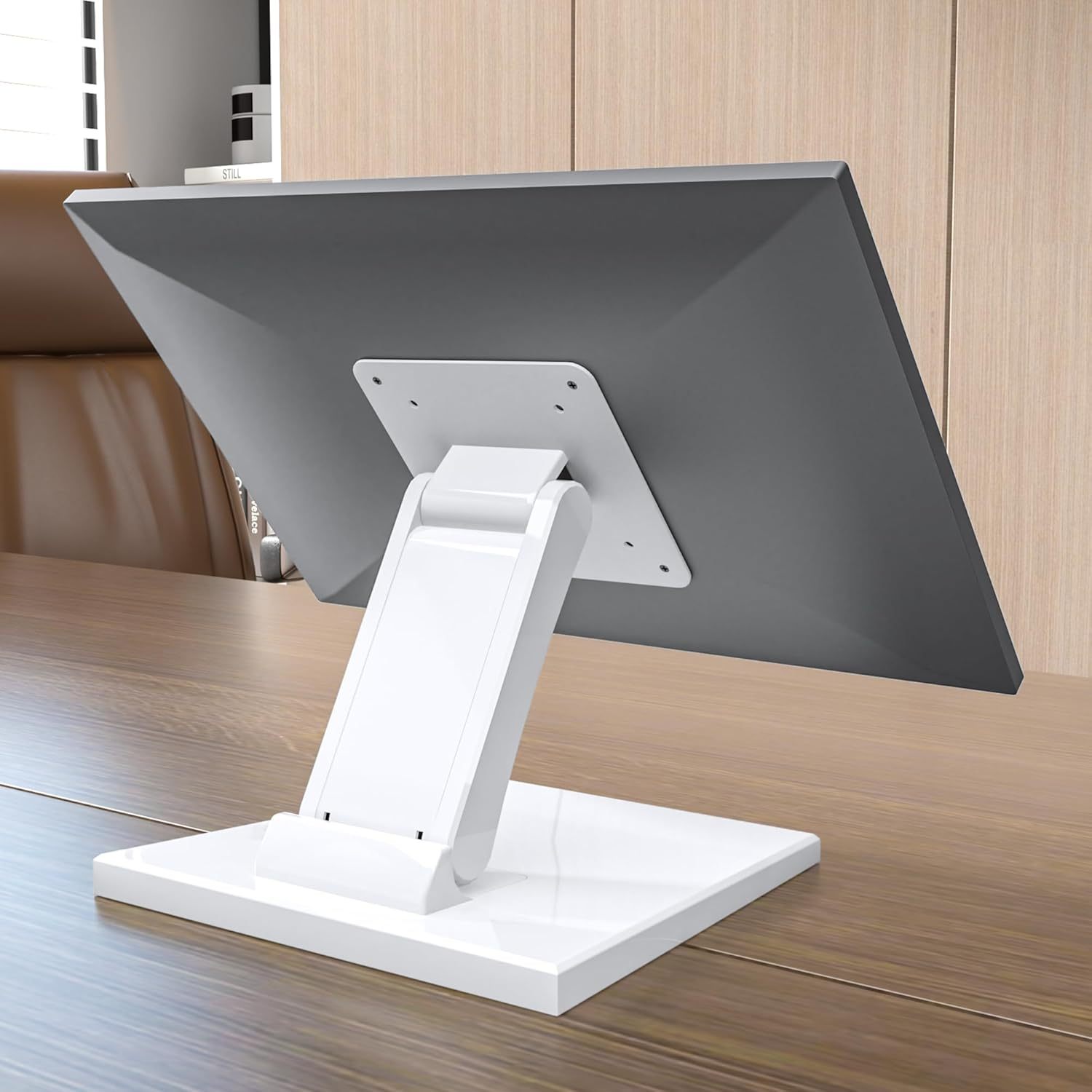 vesa monitor mount stand low profile lay flat folding monitor stand with vesa   and 100x100 white details 1