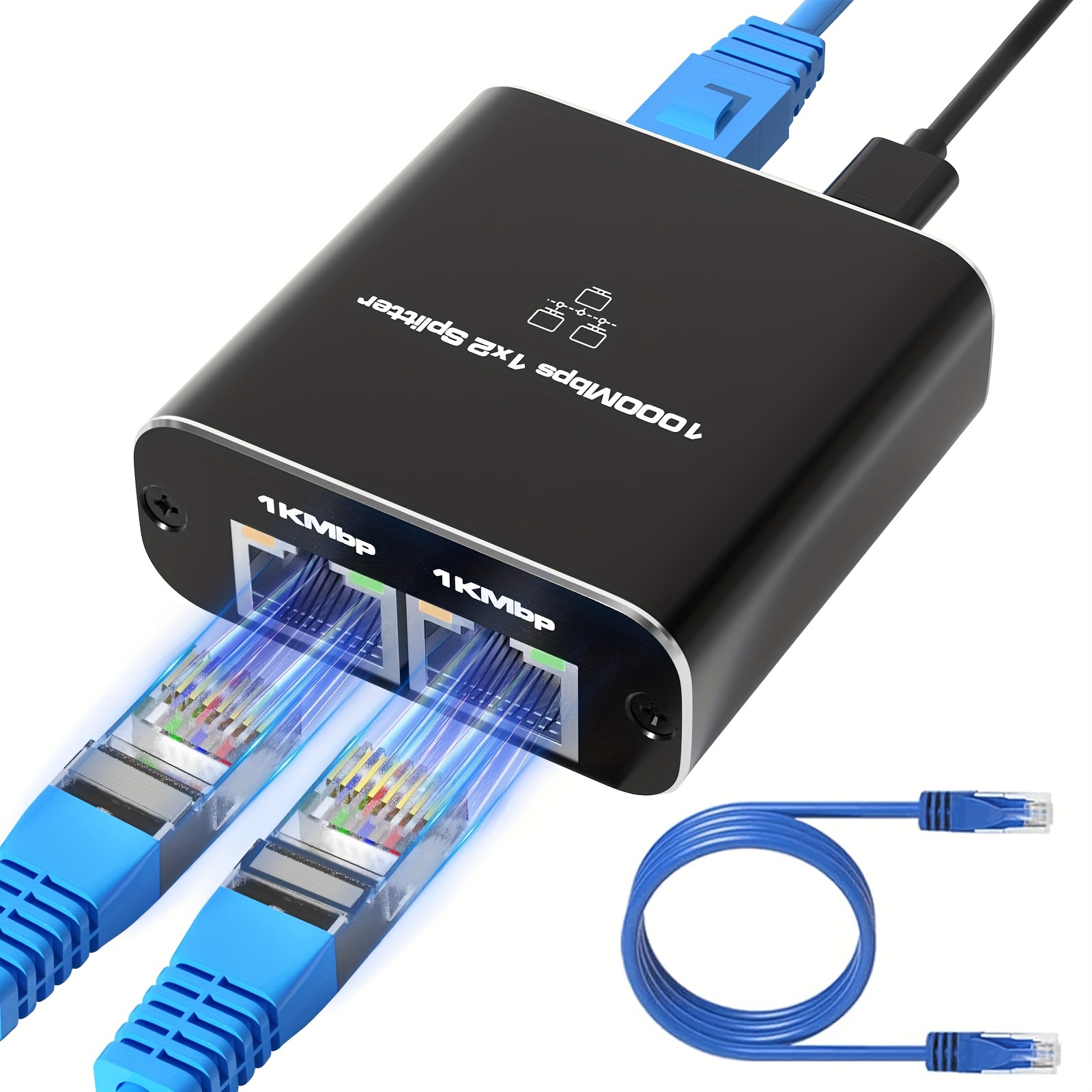 ethernet splitter 1 to 2 high speed 1000mbps gigabit ethernet splitter lan splitter with usb power cable rj45 splitter for cat5 5e 6 7 8 cable 2 devices simultaneously networking details 2