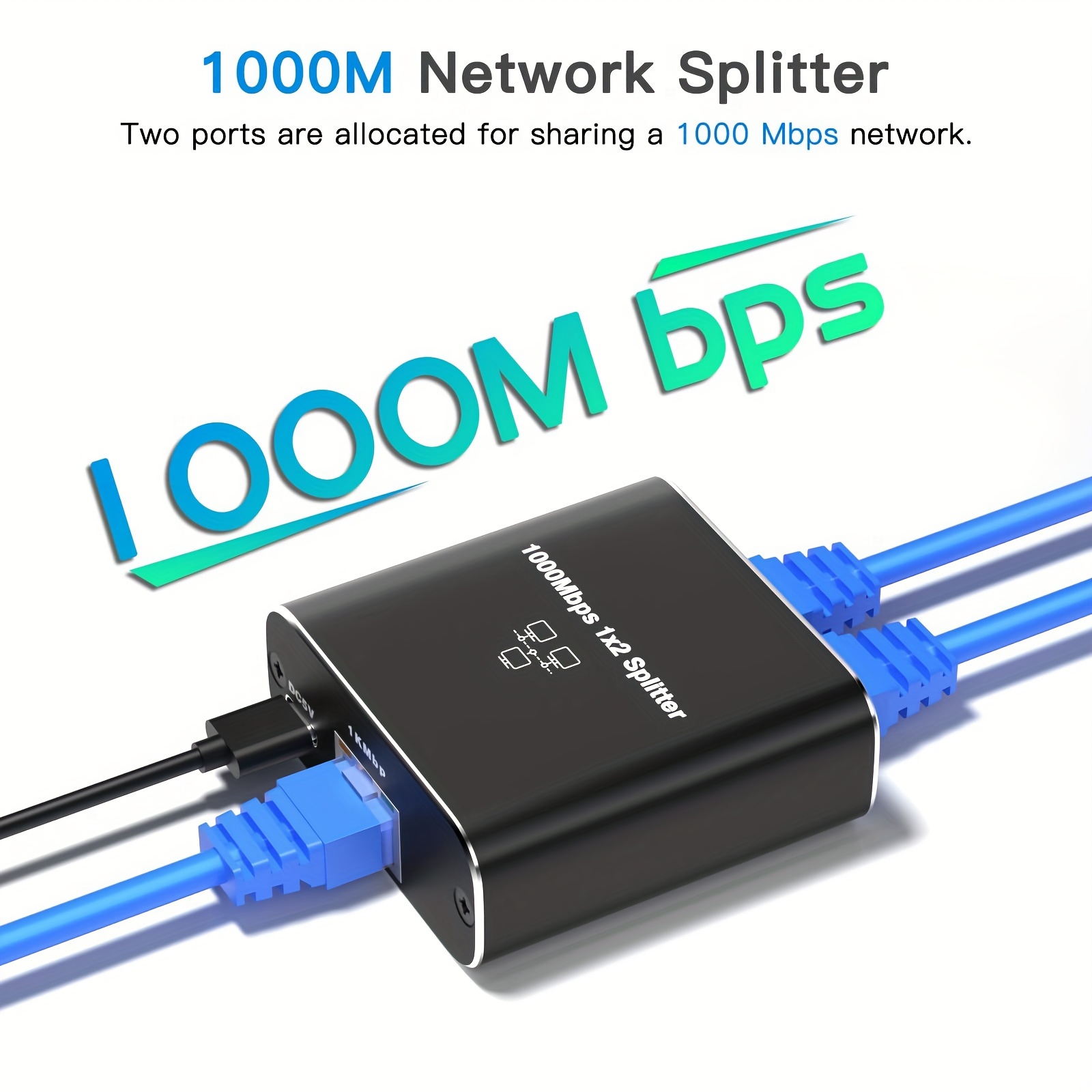 ethernet splitter 1 to 2 high speed 1000mbps gigabit ethernet splitter lan splitter with usb power cable rj45 splitter for cat5 5e 6 7 8 cable 2 devices simultaneously networking details 5