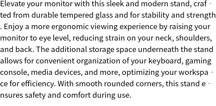 ergonomic monitor stand with tempered glass top construction and built in storage space stylish and practical solution for your workspace details 0