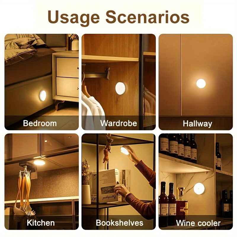 1pc motion sensor night light 6 led suitable for bedrooms corridors and cabinets handheld wall mounted night light details 3