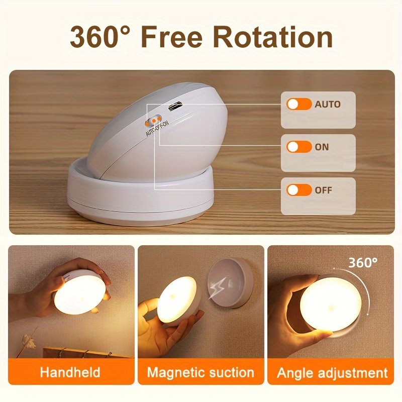 1pc motion sensor night light 6 led suitable for bedrooms corridors and cabinets handheld wall mounted night light details 5