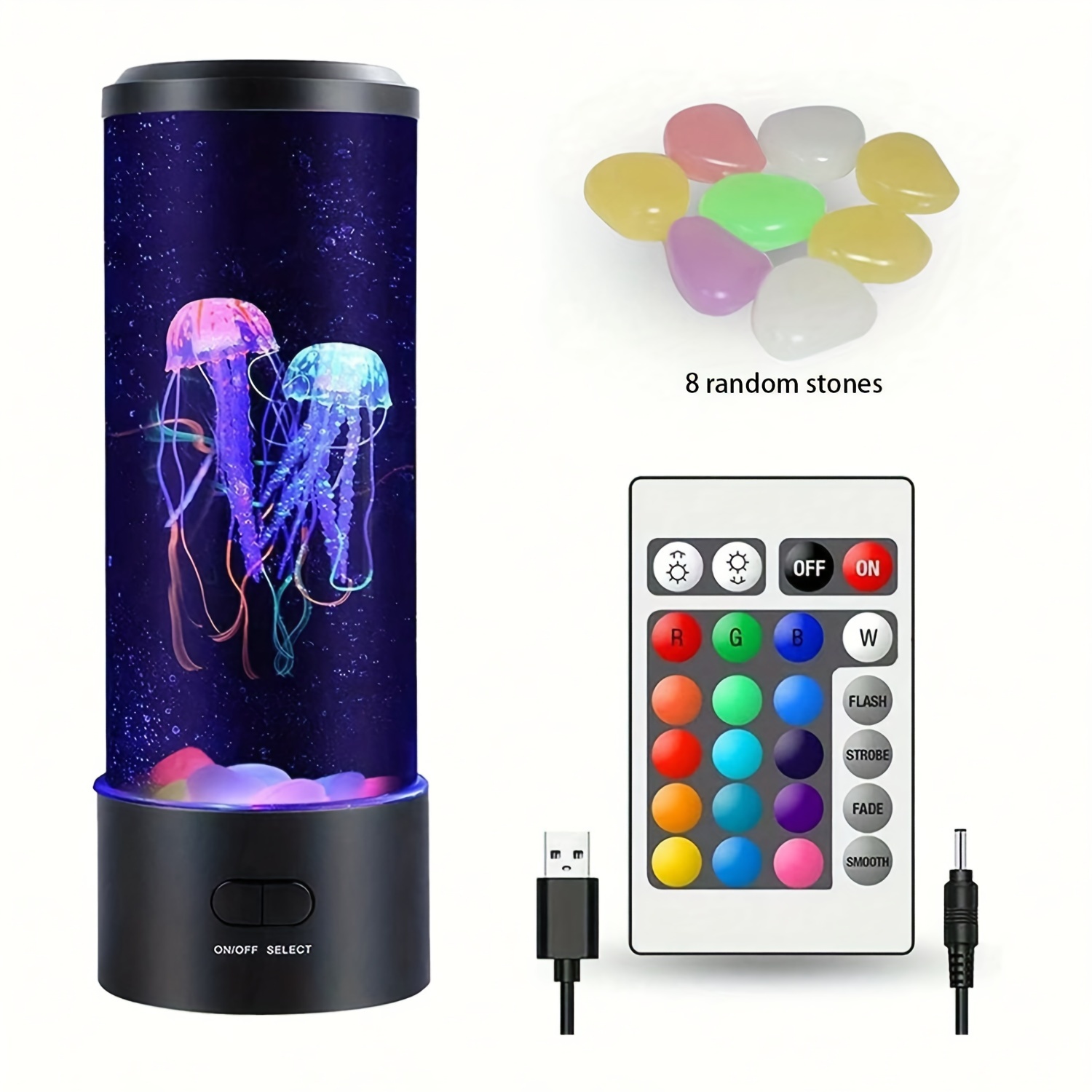 1pc color changing jellyfish lava lamp battery or usb powered smart home light details 0