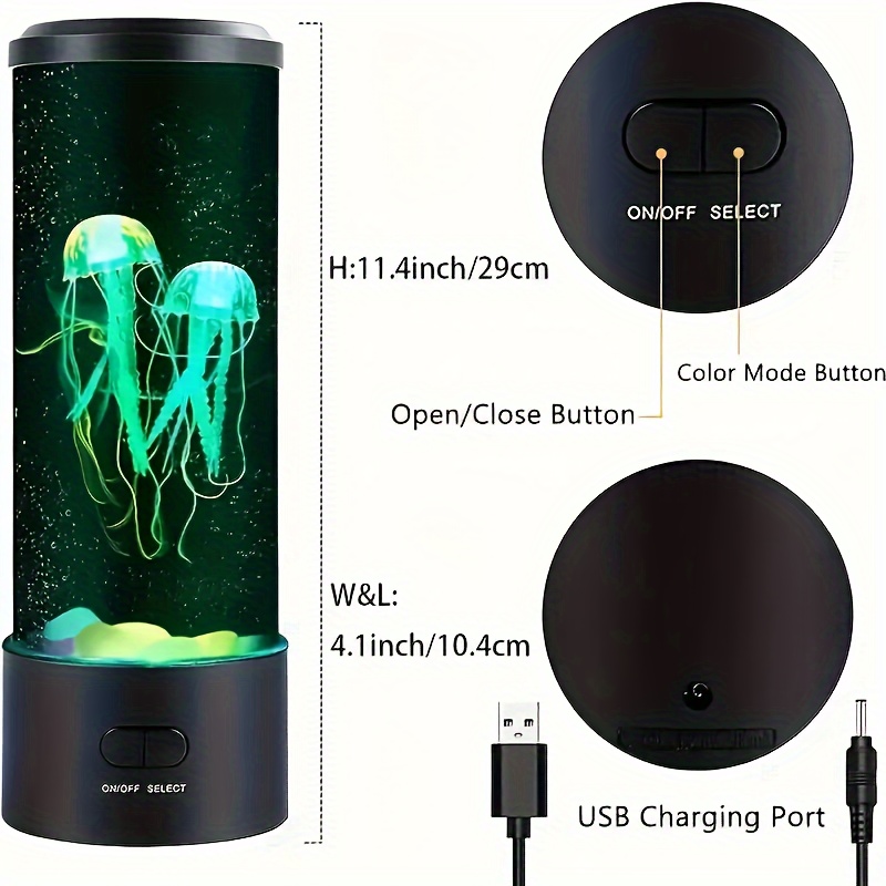 1pc color changing jellyfish lava lamp battery or usb powered smart home light details 7