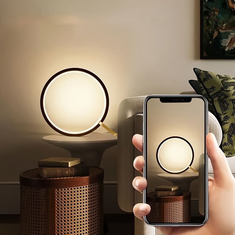 1pc bedside table lamp bedroom table light   sensor table light round modern simple multifunctional night light details 2