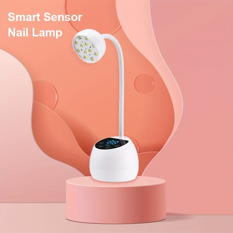 smart sensor led nail lamp 27w with timer lcd display fast drying gel uv lamp for home and salon use usb rechargeable details 0