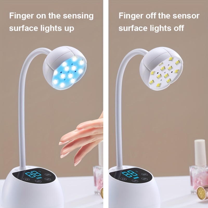 smart sensor led nail lamp 27w with timer lcd display fast drying gel uv lamp for home and salon use usb rechargeable details 2