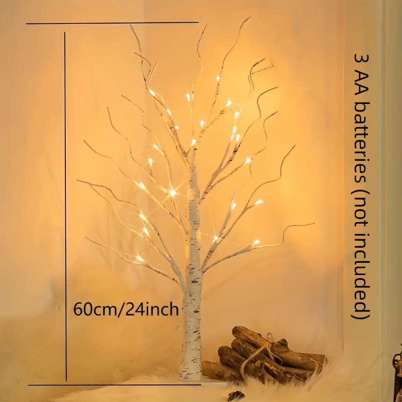 24 led easter twinkling tree fairy light   ornaments 23 birch tree adjustable branches 3aa usb powered tree lamp for party bedroom decor outdoor activities christmas halloween decorations for outdoor camping hiking eid al adha mubarak details 0