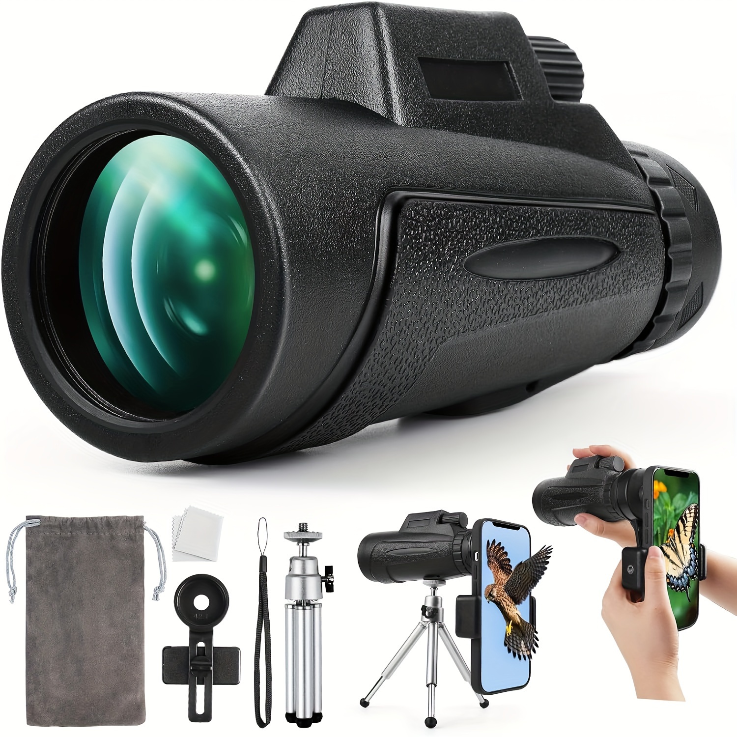 hd monocular telescope for smartphone 12x50 monoculars for adults high powered with bak4 prism and fmc lens details 0