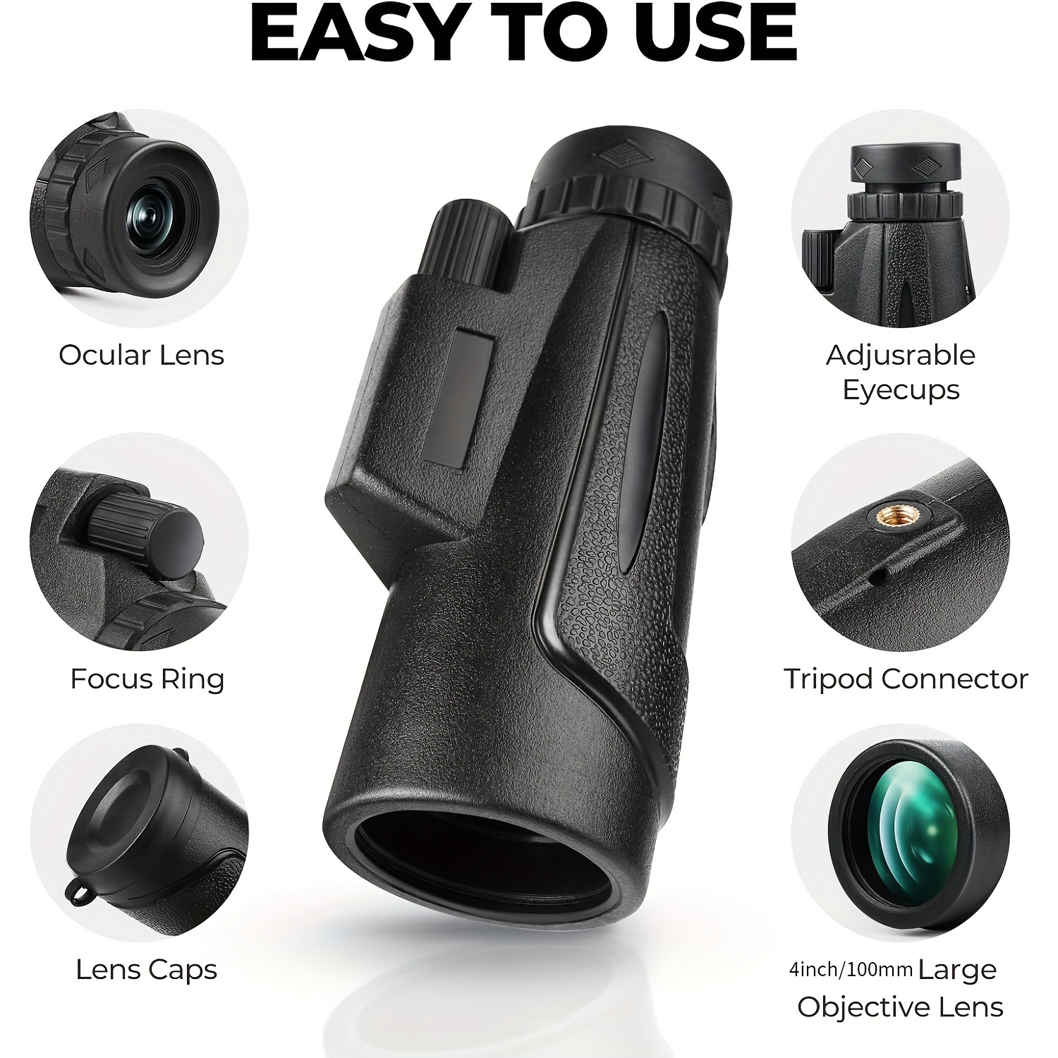 hd monocular telescope for smartphone 12x50 monoculars for adults high powered with bak4 prism and fmc lens details 2