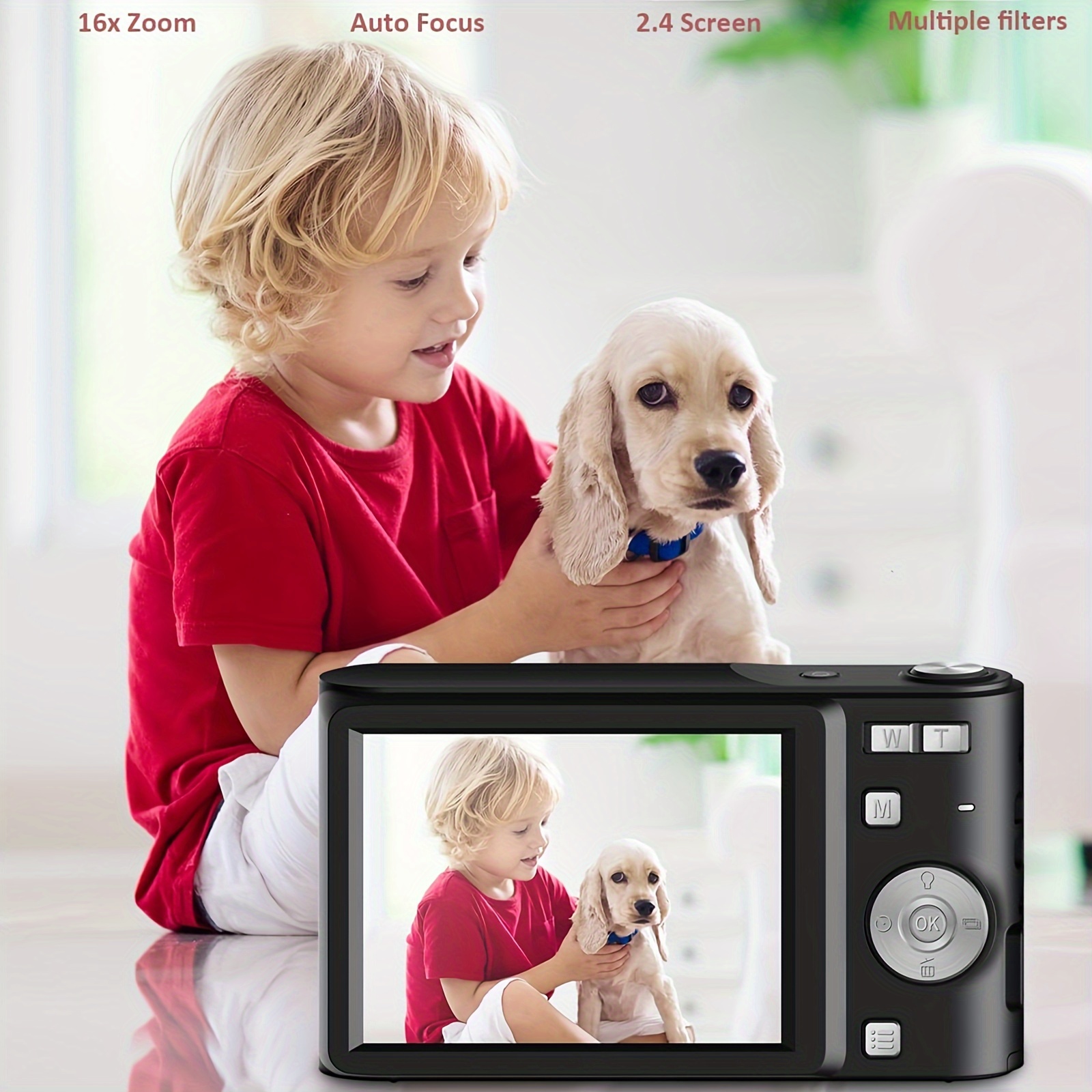 digital camera autofocus 50mp fhd 1080p 16x zoom anti shake 2 4 inch lcd screen 50 million pixels 4k hd video recording compact camera for kid student children teen girl boy with 32gb sd card black details 1